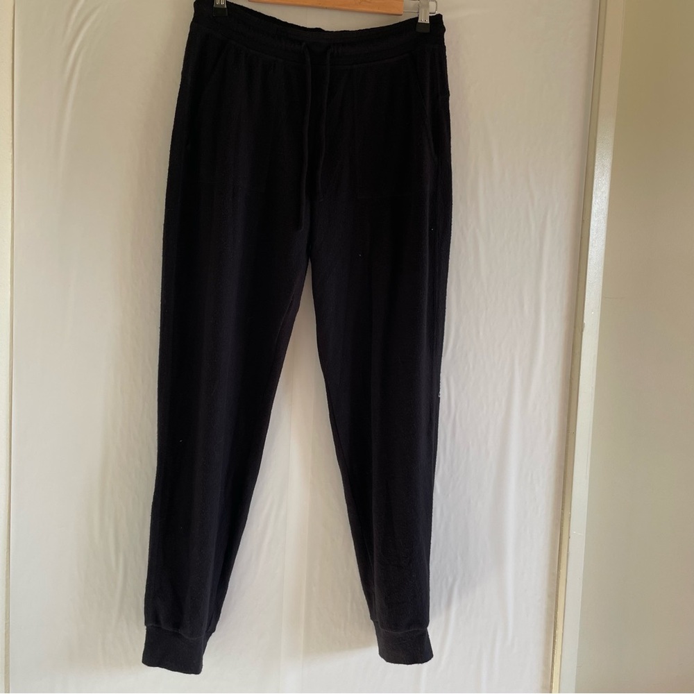 Alo Black Fleece Lounge Joggers Size M